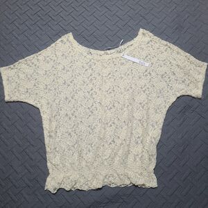 Full Lace Top Cover Up Womens Size 3X Cream By Kaia Boho Beachy Sheer Small Flaw